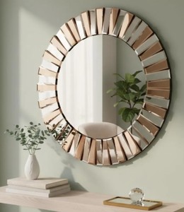Venetian Starburst Wall <b>Mirror</b> Decorative <b>Round</b> Glass <b>Mirror</b> for Entryway <b>Bathroom</b> Vanity Home Decor - Product Image 2