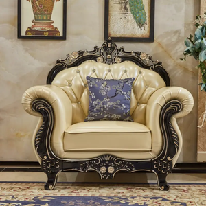 ชุดโซฟาห้องนั่งเล่นวิลล่าไม้มะฮอกกานีแท้สไตล์ฝรั่งเศสสุดหรู แกะสลักด้วยมือ หุ้มเบาะอย่างดี ผลิตในอินโดนีเซีย - Product Image 5