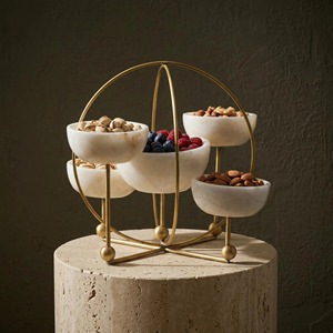 Multi Tier Metal Stand <b>Marble</b> Bowls Decorative Bowls <b>Sets</b> Ideal For Events Parties And Guest Entertaining Serving From India - Product Image 5