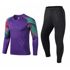 Camiseta de Portero de Fútbol Unisex de Manga Larga, Cuello en V, Estampado Geométrico por Transferencia de Calor, Poliéster que Absorbe la Humedad, Corte Regular para Adultos - Product Image 3