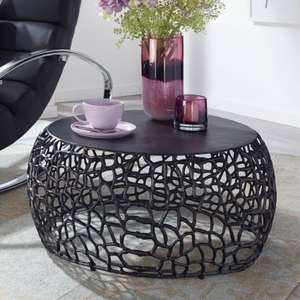 Mesa de Centro Redonda Moderna con Tapa de Vidrio Templado y Estructura Metálica, Mueble Decorativo Contemporáneo para Sala de Estar - Product Image 3