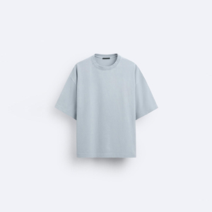 เสื้อยืดแขนสั้นผู้ชายทรงโอเวอร์ไซส์ สีเทาอ่อน คอกลม ผ้าคอตตอนเจอร์ซีย์ย้อมสีพื้น สไตล์มินิมอล นอร์มคอร์ ระบายอากาศได้ดี สีพื้น - Product Image 3