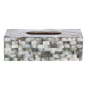 Elegante Dispensador de Papel Tisú Rectangular, Material de Concha Natural, Accesorio Duradero para Baño - Product Image 1