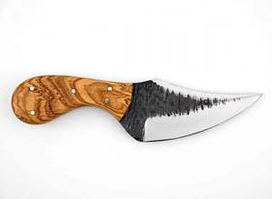 Cuchillo Utilitario de Acero al Carbono Forjado a Mano con Mango de Madera de Olivo Natural, Herramienta Artesanal de Doble Tono - Product Image 1
