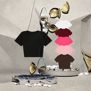 เสื้อยืดครอปผู้หญิงทรงสลิมฟิตผ้าสแปนเด็กซ์ พิมพ์โลโก้ตามสั่ง เสื้อครอปสั้นระบายอากาศได้ดี - Product Image 3