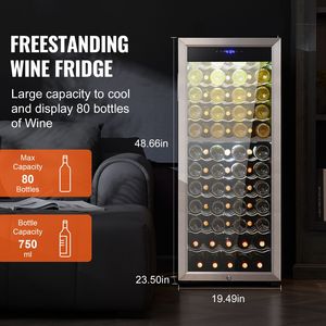 Cantinetta Vino Freestanding da 80 Bottiglie, Doppia Zona, Doppia Temperatura, Frigorifero per Vino Elettrico con Sistema di Raffreddamento ad Aria Circolante Mini - Product Image 2
