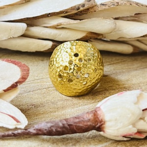 Latest Design Chunky Hammered <b>Rings</b> Boho Brass Jewelry For Women 18k Gold Plated Textured Band Minimalist <b>Dome</b> Wholesale/OEM/ODM - Product Image 3