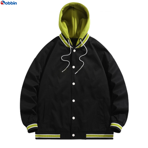 Veste de baseball unisexe BOBBIN INDUSTRIES, style hip-hop, à capuche, coupe-vent, chaude, pour l'automne/hiver, avec logo personnalisé - Product Image 2