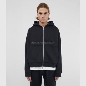 Venta al por mayor totalmente personalizado cremallera sudaderas con capucha Hombres Venta al por mayor de gran tamaño Vintage desgastado lavado ácido Zip up Sudadera con capucha - Product Image 3