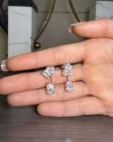 Boucles d'oreilles cascade en or rose 14 carats avec diamants de laboratoire taille poire et pierres multiples, certifiées IGI, diamants de laboratoire fins certifiés IGI