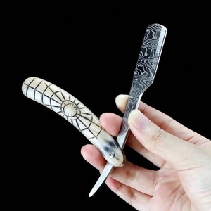 IKZARSA Single Blade <b>Razor</b> with Buffalo Bone Handle Damascus Steel Foldable Barber Shaving Tool for Face Body <b>Head</b> Shaving - Product Image 4