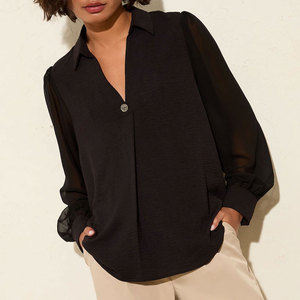 Women Trendy Fashion Regular Fit Short Solid Casual <b>Blouse</b> Top Soft Fabric Design for Everyday Wear and <b>Smart</b> Outfit - Product Image 1