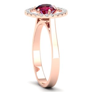 Anillo de Compromiso REYES Personalizado con Rubí de Corte Redondo de 0.84 Quilates, Regalo de Aniversario, Anillos Finos de Oro Rosa Sólido de 14K - Product Image 3
