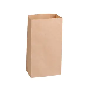 حقيبة من ورق كرافت براون بقاعدة مربعة عالية الجودة مخصصة بدون مقبض مع شعارك الخاص من مصنع الصين
