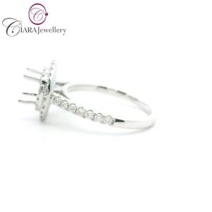 Classique Double Halo 0.46ct Diamant Or Blanc 18K AU750 Bague Montage G/VS Qualité Prong Réglage pour Anniversaire De Fête De Mariage - Product Image 2