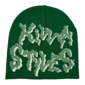 Nuevo Gorro de Invierno Clásico Unisex, Colorido, Cálido, Tejido, Sin Puño, con Logotipo Jacquard Personalizado, Gorros Verdes - Product Image 1