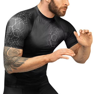 <b>Custom</b> Men's Rash Guard Sublimation Printed Spandex BJJ <b>Compression</b> <b>Shirt</b> Long Gym Surfing Diving Vest Short MMA Rash Vest - Product Image 3