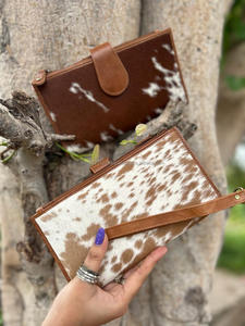 ใหม่กระเป๋าสตางค์หนังแฮนด์เมดแท้แบบใหม่สำหรับผู้หญิงกระเป๋าสตางค์แบบบางกระเป๋าสตางค์หนังสแนปหนังขนสัตว์กระเป๋าสตางค์หนังวัวแท้ - Product Image 5