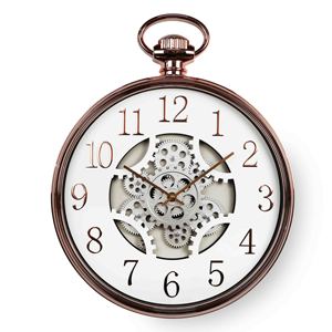 Moving gear wall clock 18 inch <b>plastic</b> <b>pocket</b> watch shape with real rotating gears for vintage home décor - Product Image 1