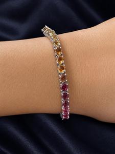 Luxvory 7.5 Inch Multicolor Tourmaline Tennis <b>Bracelet</b> 925 Sterling Silver White Gold Plated Unisex Luxury Jewelry Wholesale - Product Image 3