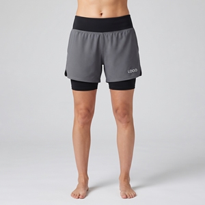 Women's Custom 2 in 1 Fitness Shorts Running Gym Workout Shorts Lightweight Yoga Sportswear with Inner Shorts and Pockets - Product Image 4