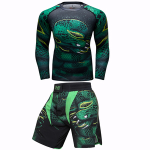 Ensemble Rash Guard pour homme LUNDIN CO, imprimé serpent vert, séchage rapide, respirant, respectueux de l'environnement, compression, manches longues, pantalon, short - Product Image 4