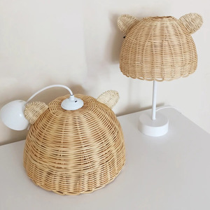 Cute rabbit pendant <b>lights</b> for kids room <b>nursery</b> decor lighting natural rattan <b>light</b> lampshade - Product Image 3