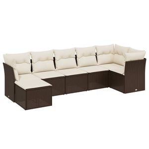 Conjunto de Sofá Grande para Jardín de Ratán Sintético Marrón con Acero con Recubrimiento en Polvo, Muebles de Exterior Premium - Product Image 2