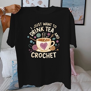 Camiseta cómoda de algodón puro para mujer Tea Crochet - Product Image 1