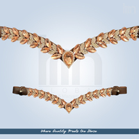 Frontlet de luxe en cuir pour cheval, orné de cristaux champagne marquise en forme de V, cousu main, personnalisable, pour dressage équestre
