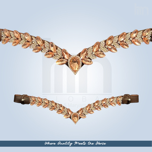 Cabezalera de Cuero de Lujo para Caballo, con Cristales Marquise Color Champán, Forma de V, Cosida a Mano, Personalizable, para Doma y Adornos Ecuestres - Product Image 4
