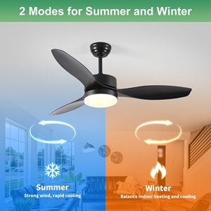 Ventilatore da soffitto moderno da 52 pollici per interni/esterni con kit luci LED a scelta, motore AC/DC 220V, CCT dimmerabile per camera da letto e soggiorno, nero - Product Image 4