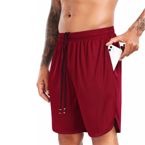 Pantalones Cortos Deportivos de Doble Capa para Hombre, Color Rojo, Hasta la Rodilla, Tejido Suave, Transpirables, para Gimnasio, en Oferta - Product Image 4