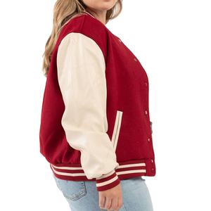 Custom <b>Women</b> Varsity Jackets Premium Quality Plus Size Factory Wholesale Casual Streetwear Breathable Sheep Skin Stand Collar - Product Image 4