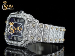 นาฬิกาเพชรโมอิสสีโรสโกลด์สีโรสโกลด์สายสเตนเลสสไตล์ฮิปฮอป - Product Image 3