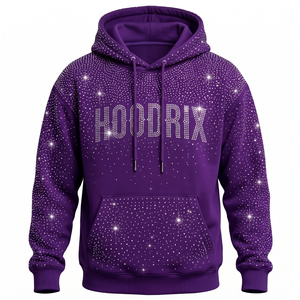 เสื้อฮู้ดดี้ปักลายเพชรแบบขายส่ง รับทำตามสั่ง งานปักแบบ Hotfix เสื้อผ้ากีฬา แฟชั่นสตรีทแวร์ สั่งซื้อจำนวนมากได้ MOQ ต่ำ รับทำโลโก้ ODM - Product Image 2