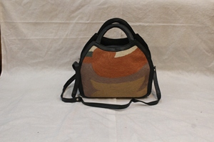 Bolso Tote de Lana Personalizado, Bolso de Hombro Reversible, Técnica de Costura, Patrón Geométrico Moderno, Ribete Negro, para Uso Diario y Viajes - Product Image 2