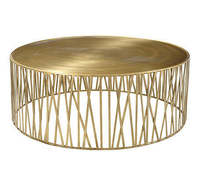 Table basse décorative moderne de grande taille, de forme ronde, avec cadre plaqué or, pour salon, design métallique personnalisé, meubles pour la maison