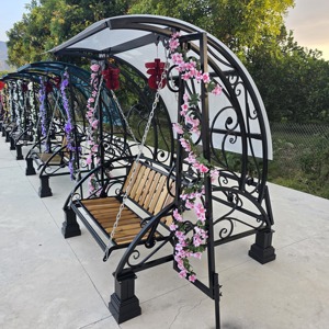 Silla Columpio de Hierro Forjado para Patio y Jardín – Banco Columpio Decorativo para Exteriores con Estructura Resistente y Asientos Cómodos - Product Image 3