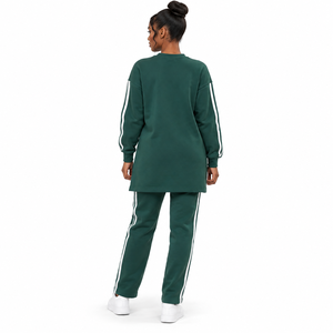 Custom Logo Women Modest Tracksuit Longline Tunic Sweatshirt Pants 2 Piece Set Islamic Sportswear Activewear Manufacturer - Product Image 2