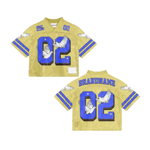 Maillot de football américain à manches courtes pour homme, 100 % polyester, antibactérien, séchage rapide, respirant, pour la couture - Product Image 5