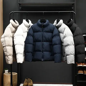 New Wholesale Custom <b>Canvas</b> Stand Collar Front Logo Waterproof Quick Dry Hooded Puffer <b>Jacket</b> for <b>Men</b> Winter 2025 - Product Image 2