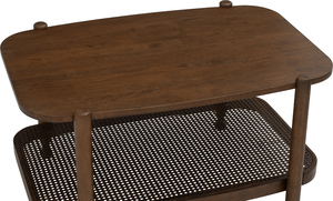 โต๊ะกาแฟทรงกลม ไม้โอ๊คมาเลเซีย หน้าโต๊ะไม้เนื้อแข็ง พร้อมชั้นวางด้านล่างหวายสังเคราะห์ รุ่นโต๊ะกาแฟ ดีไซน์ร่วมสมัย - Product Image 4