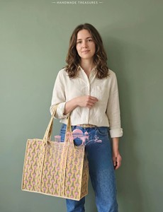 Handmade Jaipuri Block Print Cotton Zipper Bohemian Style Floral Printed Women's Indian Traditional High Quality <b>Beach</b> Tote Bag - Product Image 3