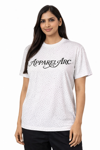 T-shirt en coton orné de strass, décontracté pour femmes, tee-shirt scintillant, logo personnalisé, streetwear, fournisseur en gros OEM - Product Image 6