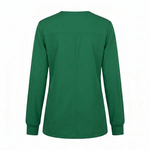 Blouse de travail personnalisable pour salons de beauté et spas, tailles et couleurs variées, avec fermeture à boutons-pression, col rond, manches longues, manteau de réchauffement, vente en gros - Product Image 3