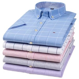 Chemise d'été décontractée pour homme, 100% coton popeline, respirante, anti-boulochage, haute qualité, manches courtes, à carreaux - Product Image 2