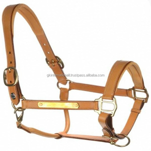 Cabestro de caballo de cuero tostado hecho a mano de la más alta calidad, doble costura y relleno, Halter de carreras de caballos con placa de identificación personalizada - Product Image 6