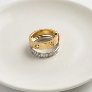 Two Tone <b>Rings</b> with Polished Finish Waterproof Stainless Steel Jewelry for Women Anniversary Gift Wholesale - Product Image 4