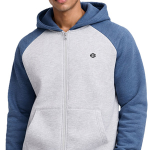 Sweat à capuche zippé à manches raglan pour homme, en mélange de coton, style streetwear, coupe décontractée, style survêtement, logo personnalisé - Product Image 2